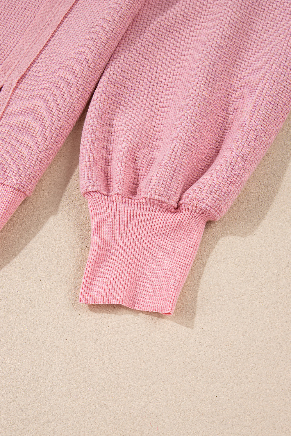 Waffle knit Bishop Sleeve Split Oversized Top