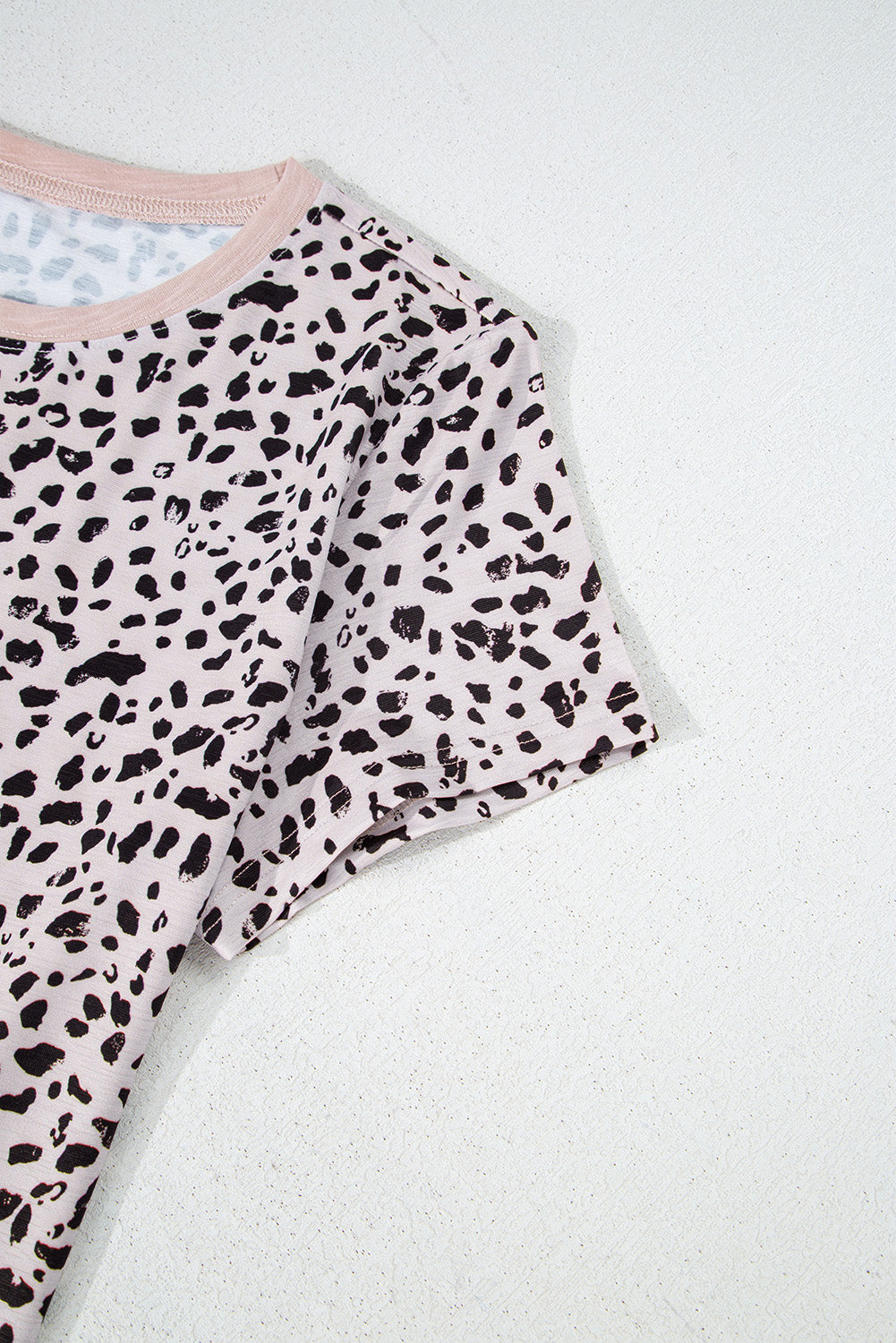 Apricot Animal Spotted Print Round Neck Long Sleeve Top