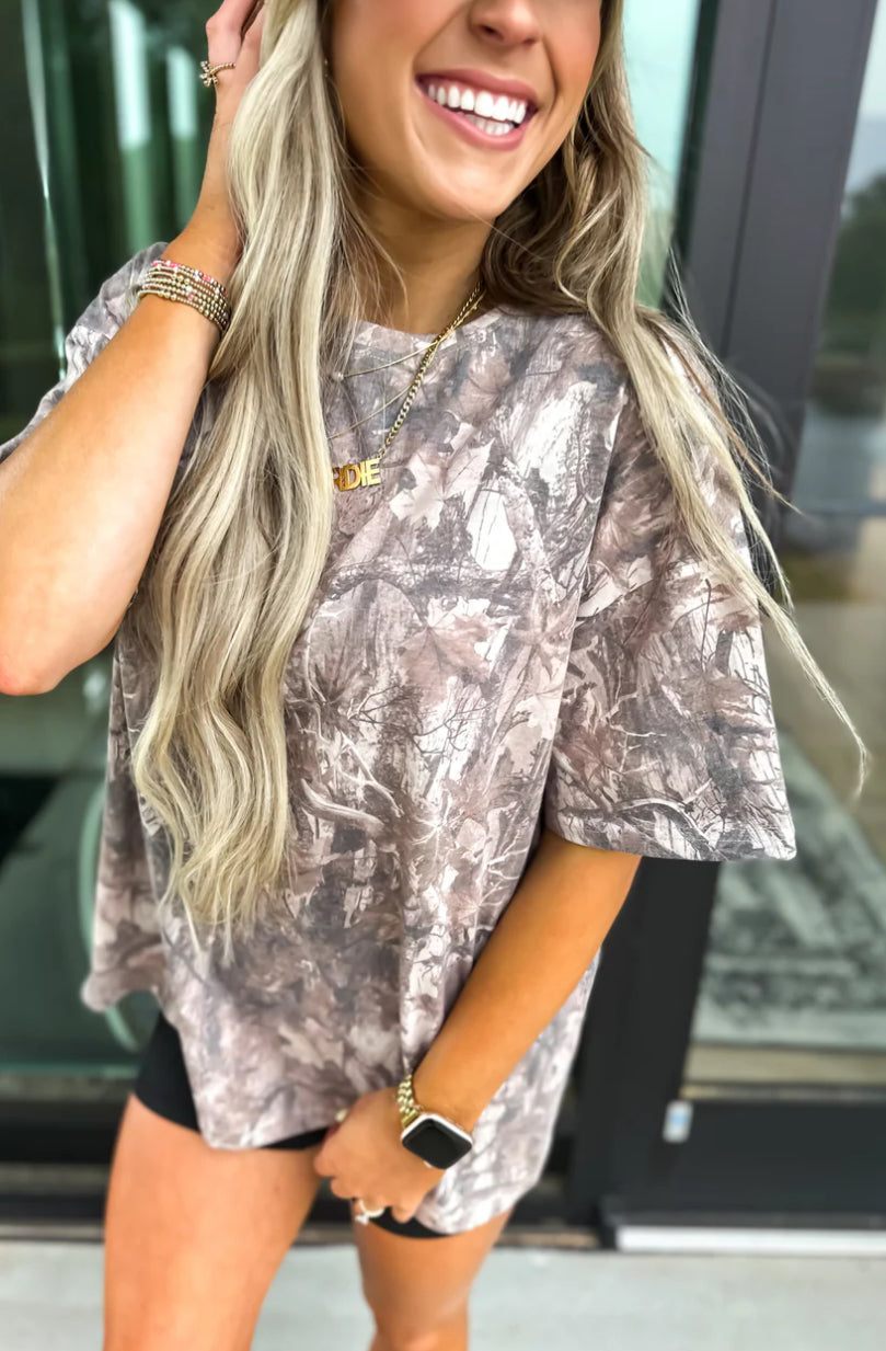Birdie Dark Camo Oversized Tee