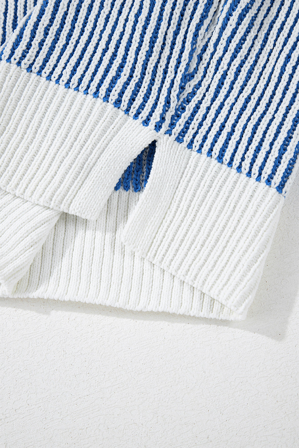 Chestnut Striped Textured Knit Contrast Edge Loose Sweater