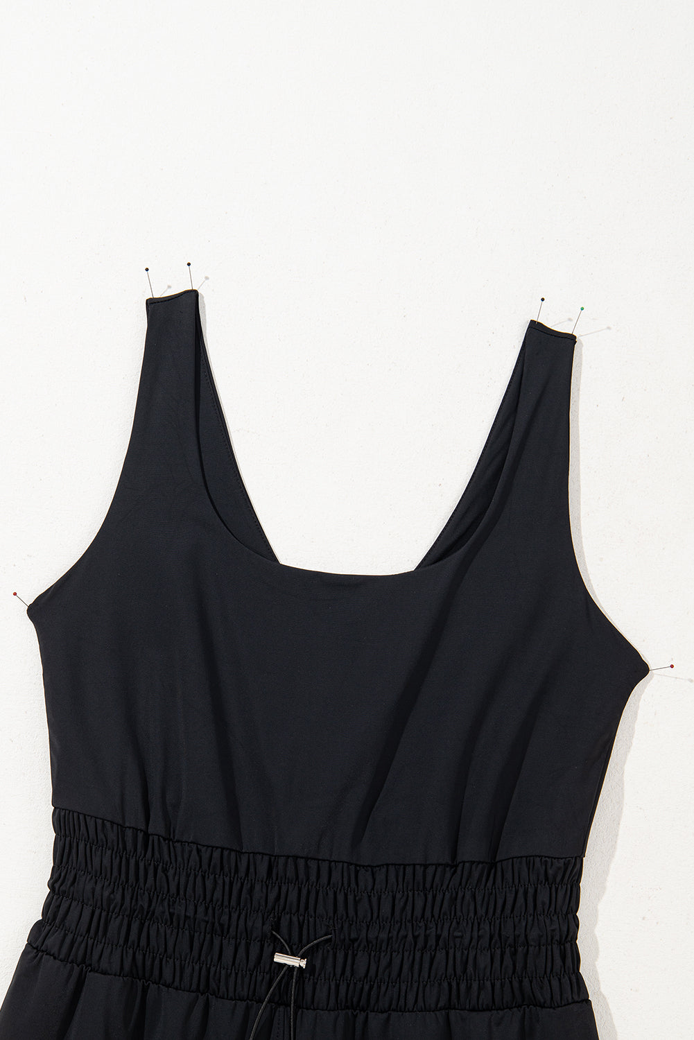 Myosotis Plain Sleeveless Loop Drawstring Cinched Waist Romper