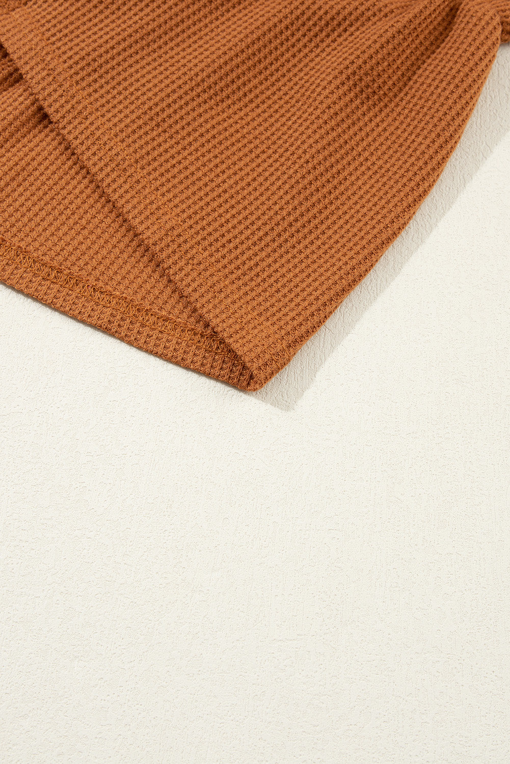 Brown Textured Round Neck Long Sleeve Top