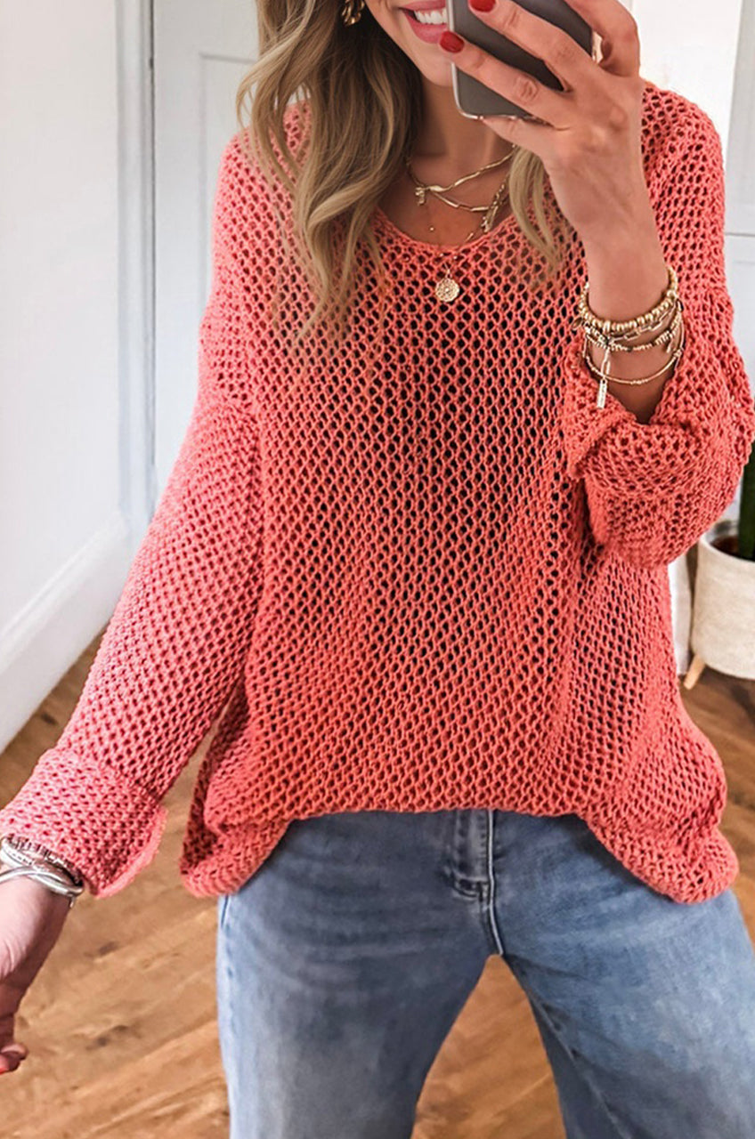 Black Crochet Hollow-out Jumper Top Sweater