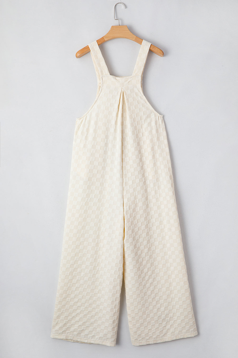 Beau Blue Checkered Pocketed High Waist Wide Leg Overall