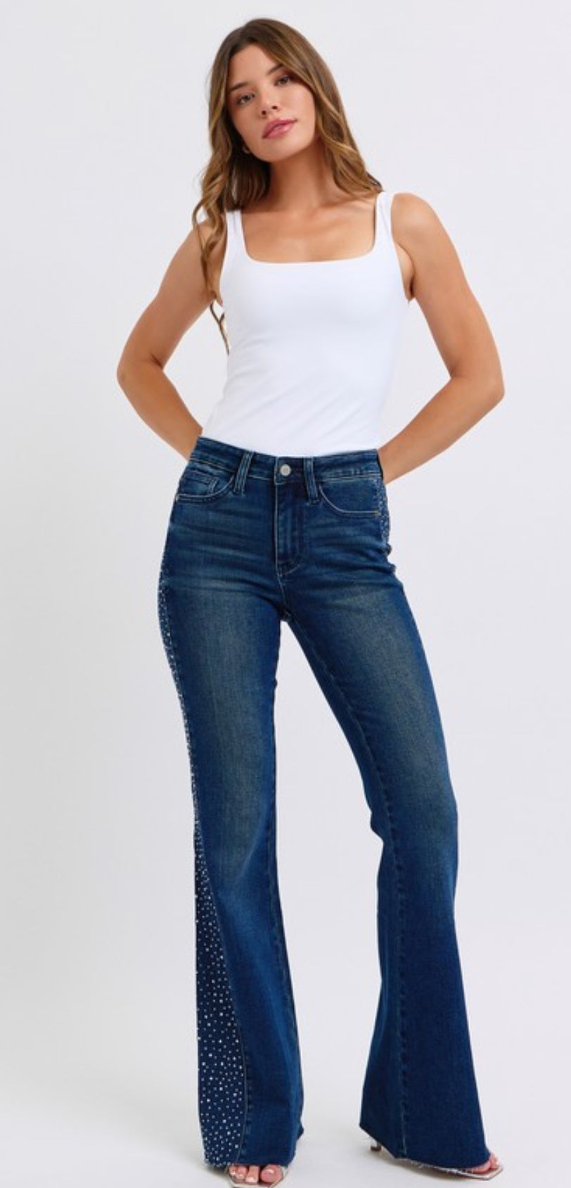 Judy Blue Rhinestone Mid Rise flares