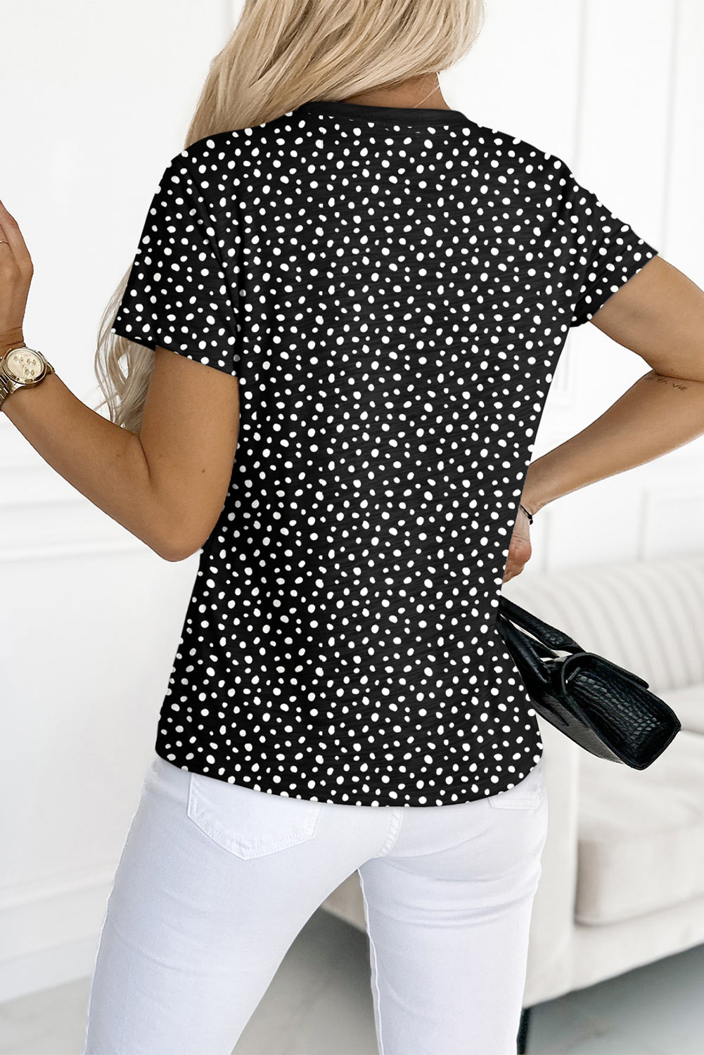 Apricot Animal Spotted Print Round Neck Long Sleeve Top