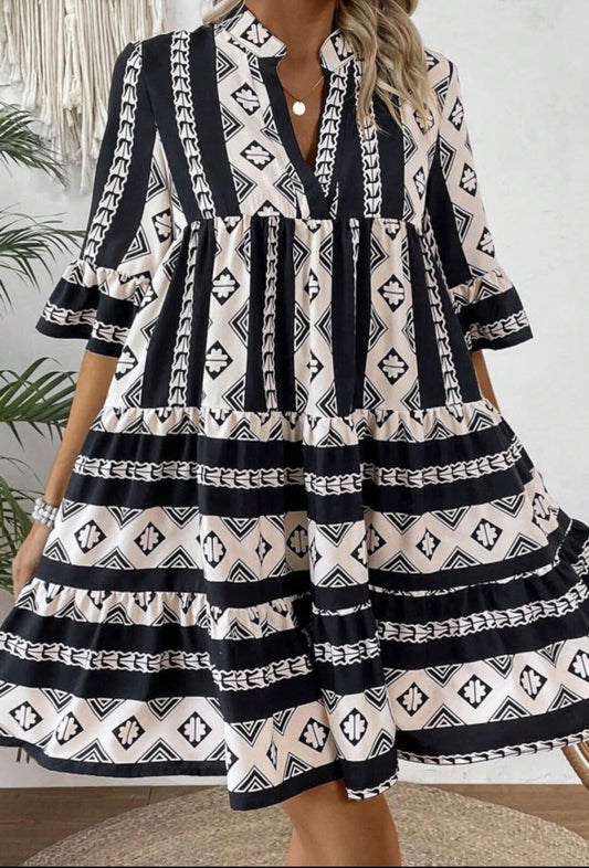 Black and White tribal print dress