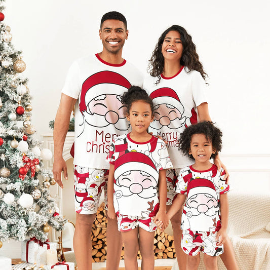 Christmas Santa and Snowman Family T-shirts & Shorts Pajamas