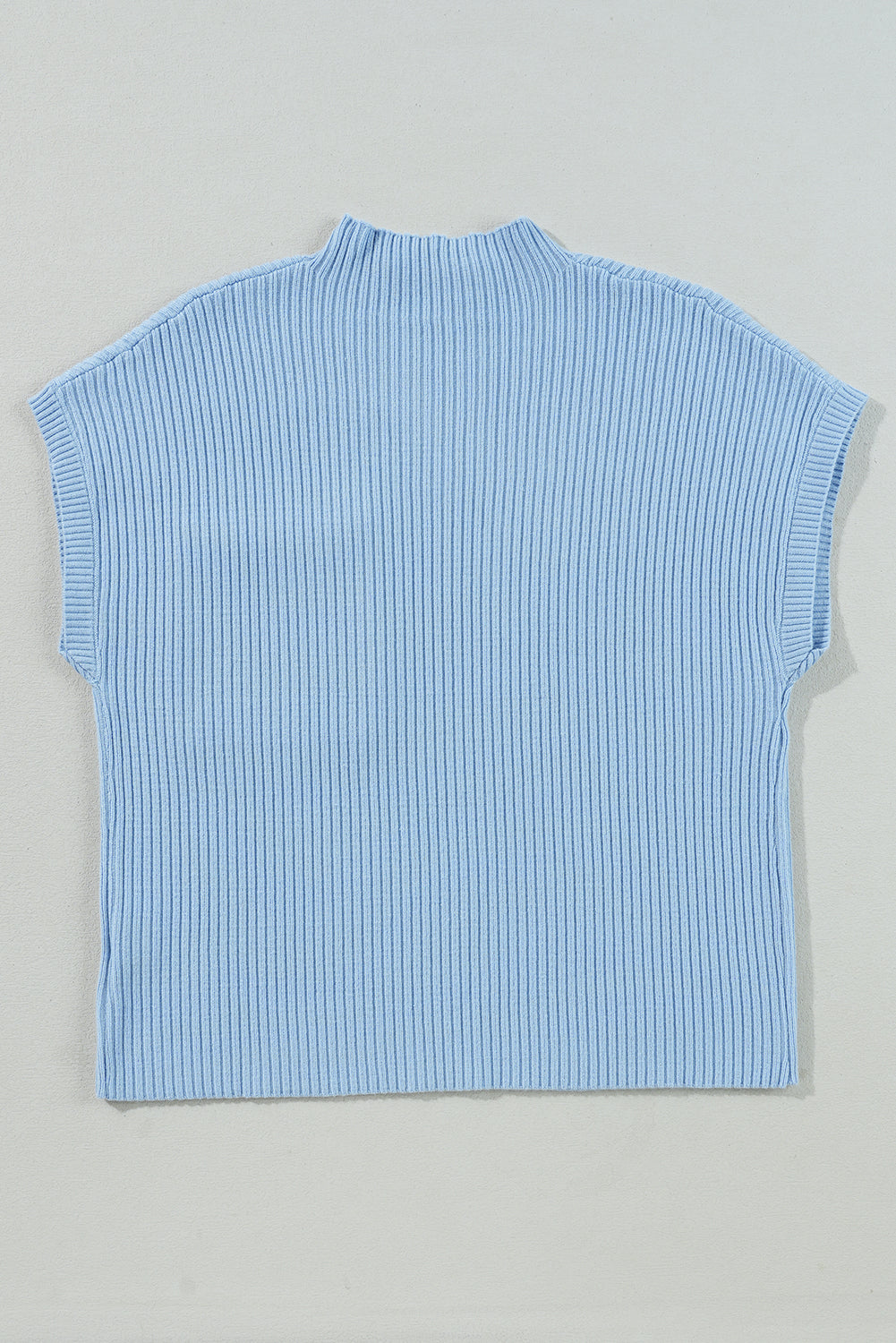 Black Patch Pocket Ribbed Knit Short Sleeve Sweater