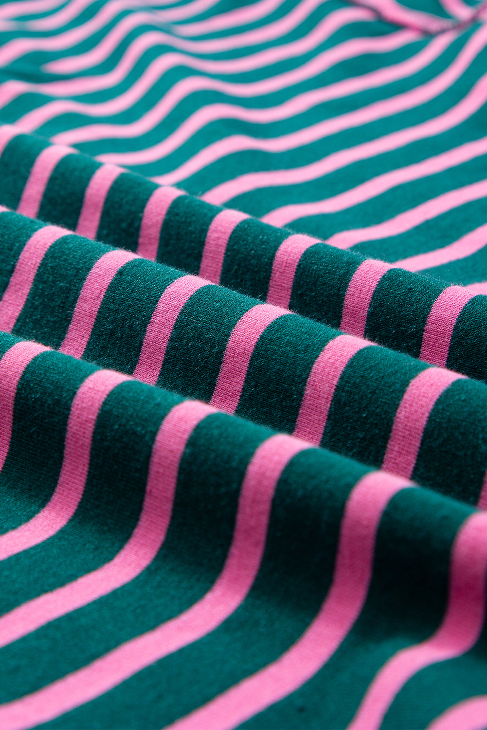 Pink Stripe Oversized Contrast Trim Exposed Seam High Low T Shirt