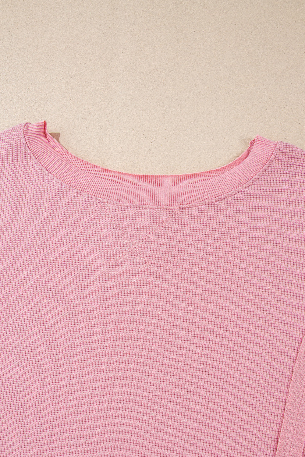 Waffle knit Bishop Sleeve Split Oversized Top