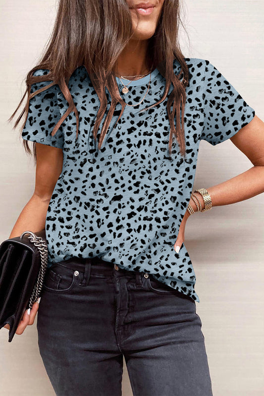 Apricot Animal Spotted Print Round Neck Long Sleeve Top