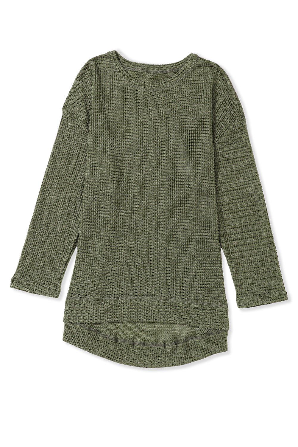 Waffle Knit High Slits Oversized Top