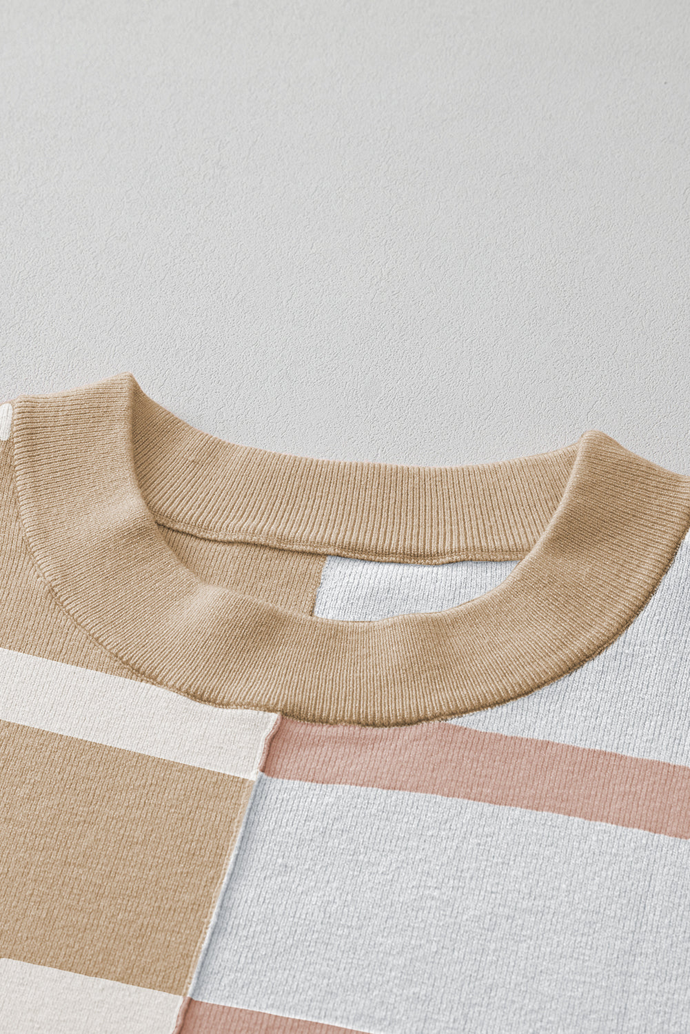 Light French Beige Colorblock Oversized Sweater