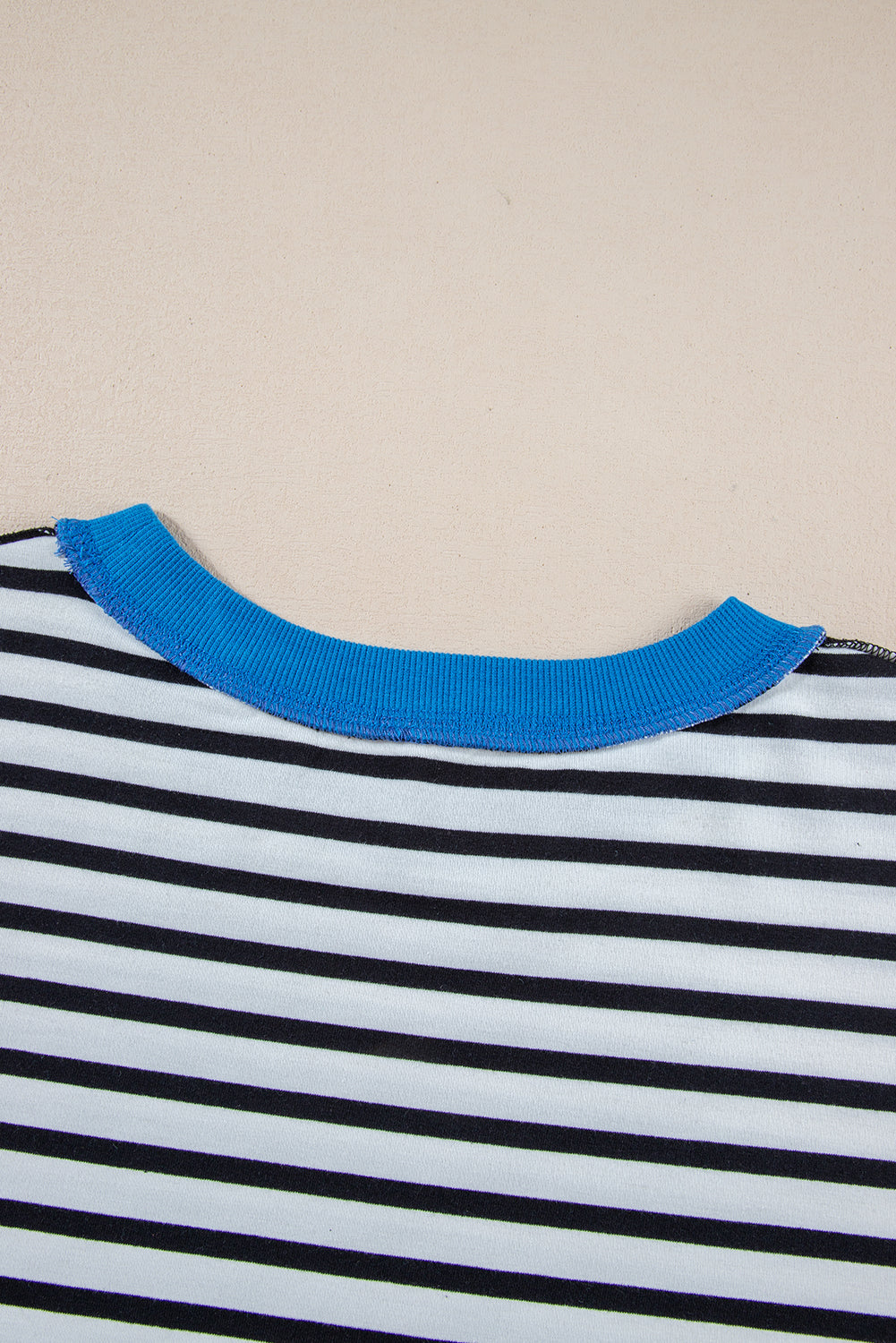 Pink Stripe Oversized Contrast Trim Exposed Seam High Low T Shirt