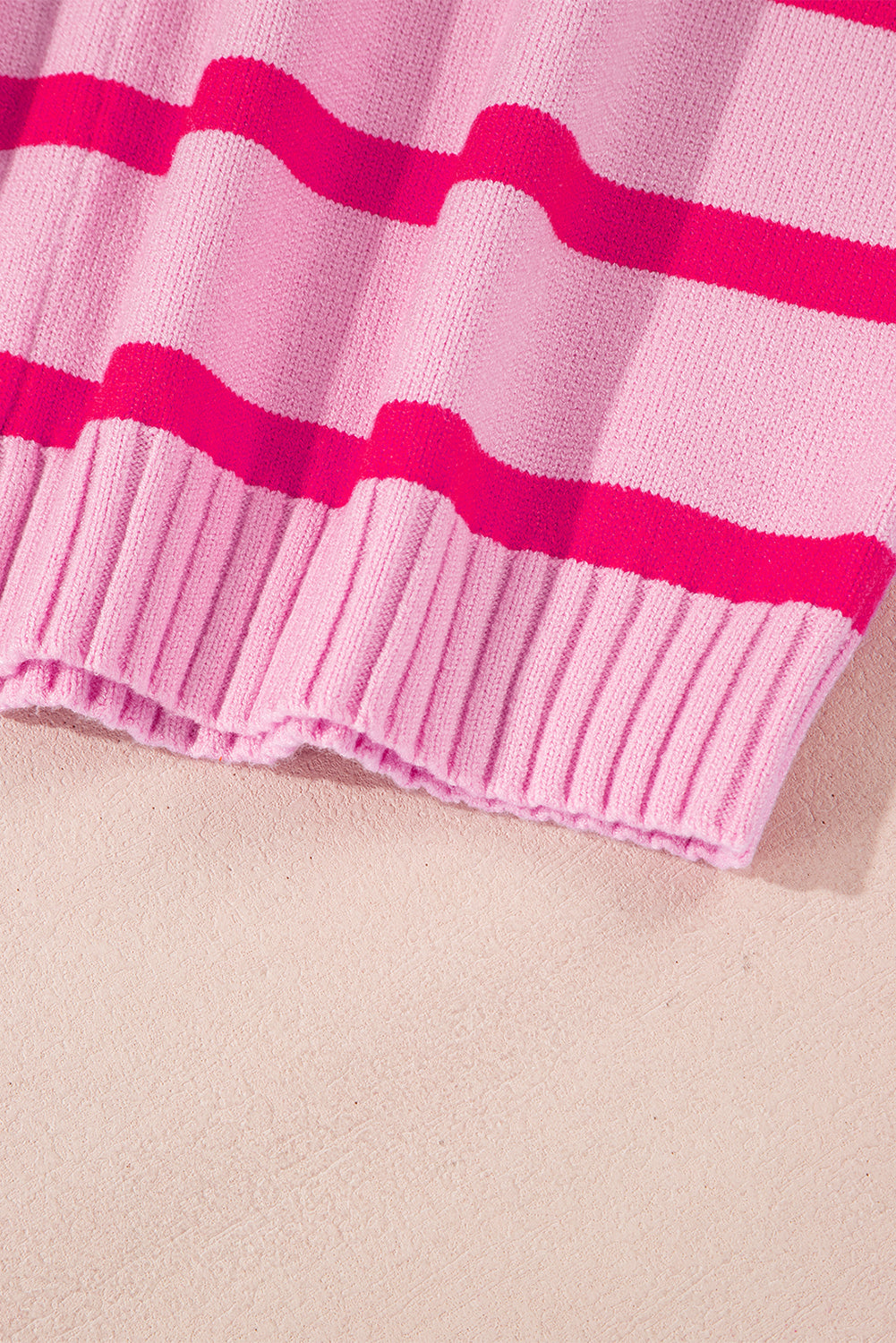 Multicolour Gradient Striped Ribbed Edge Loose Sweater