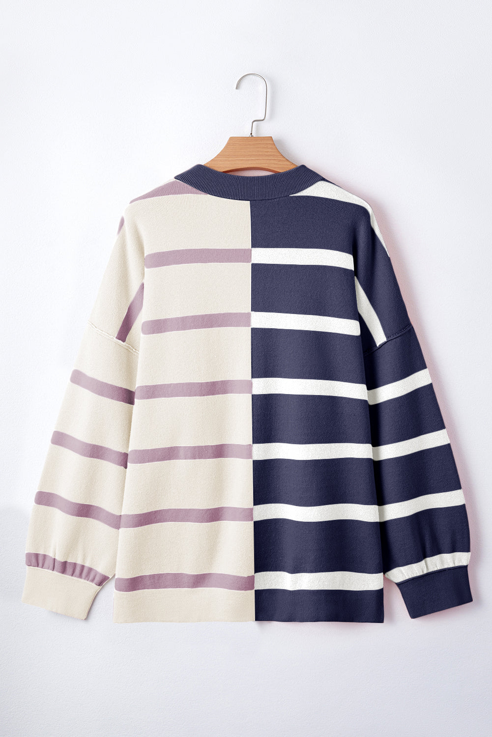 Light French Beige Colorblock Oversized Sweater
