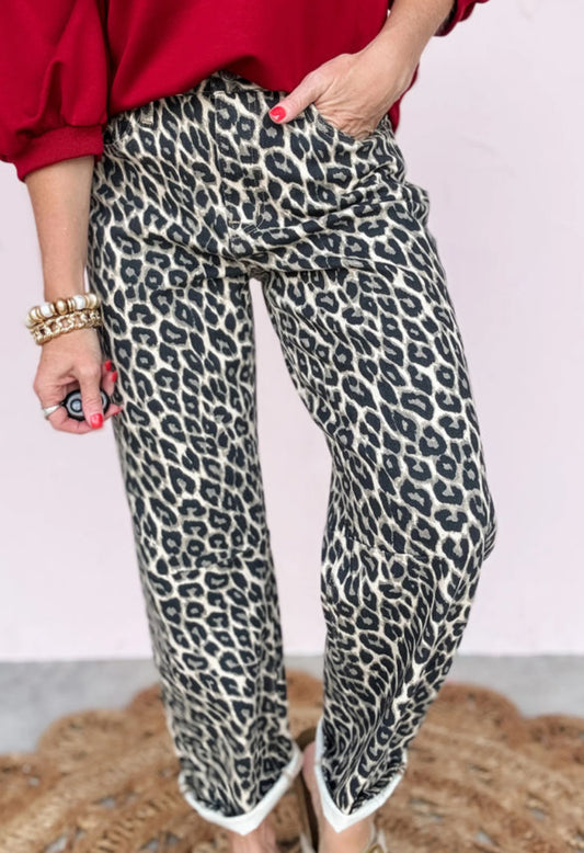 Leopard Barrel Jeans Pre-ORDER