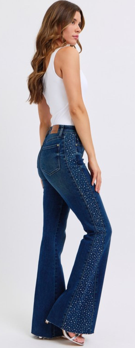 Judy Blue Rhinestone Mid Rise flares