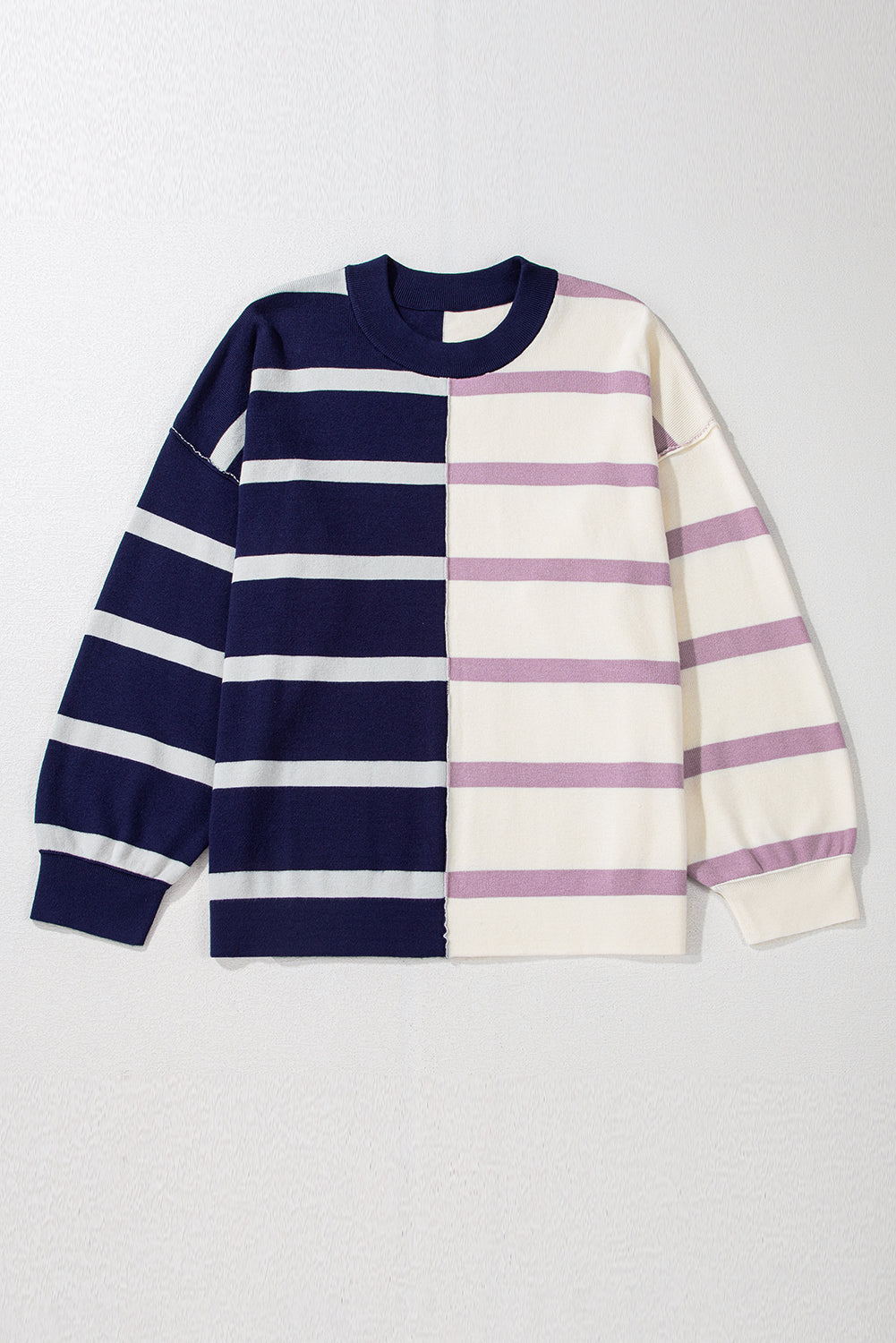Light French Beige Colorblock Oversized Sweater