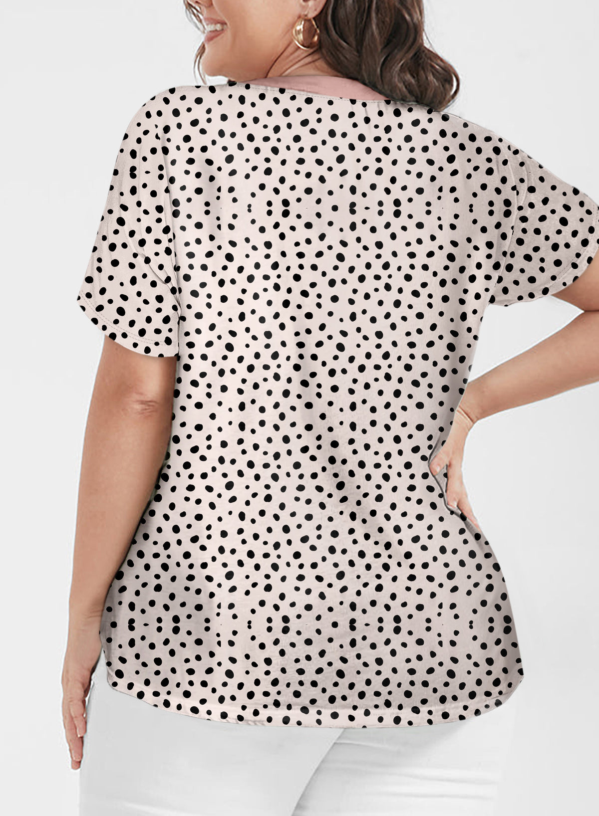 Apricot Animal Spotted Print Round Neck Long Sleeve Top