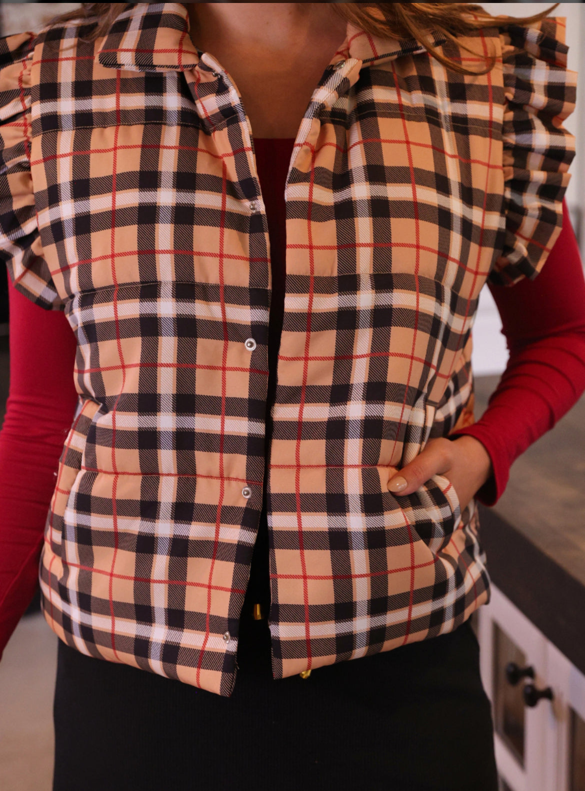 Nora Plaid Puffer Vest