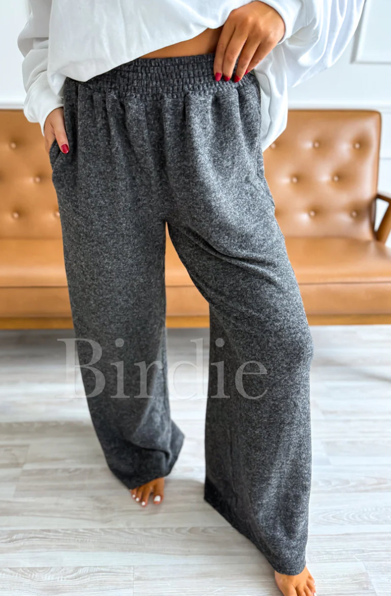 BIRDIE PREORDER Luxe Lounge Wide Leg Pants in Light Gray