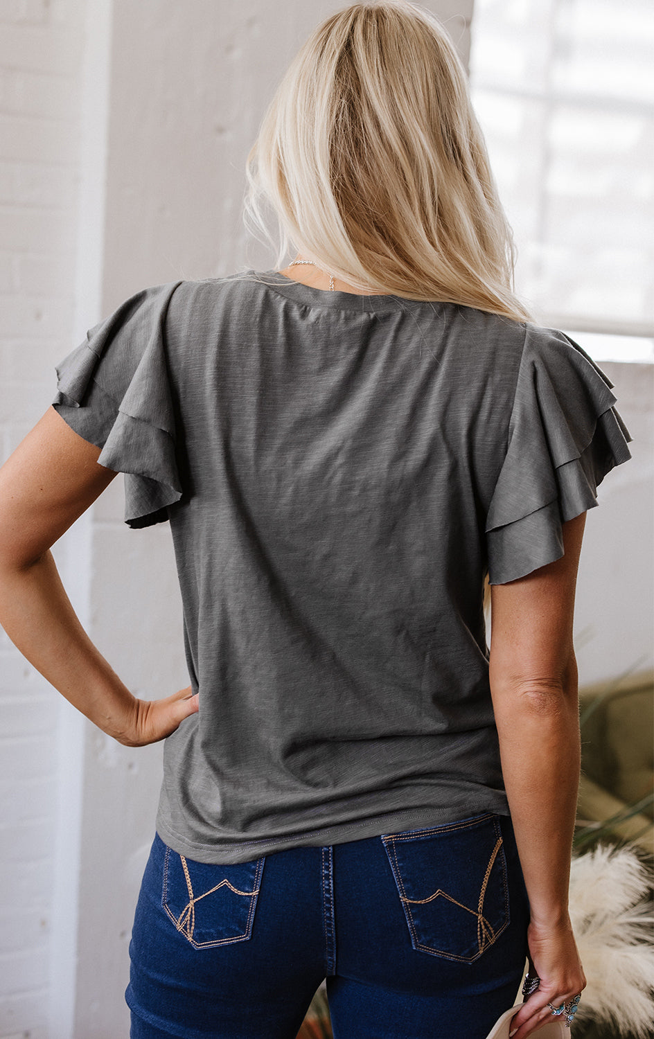 Black Layered Ruffle Short Sleeve Round Neck Top