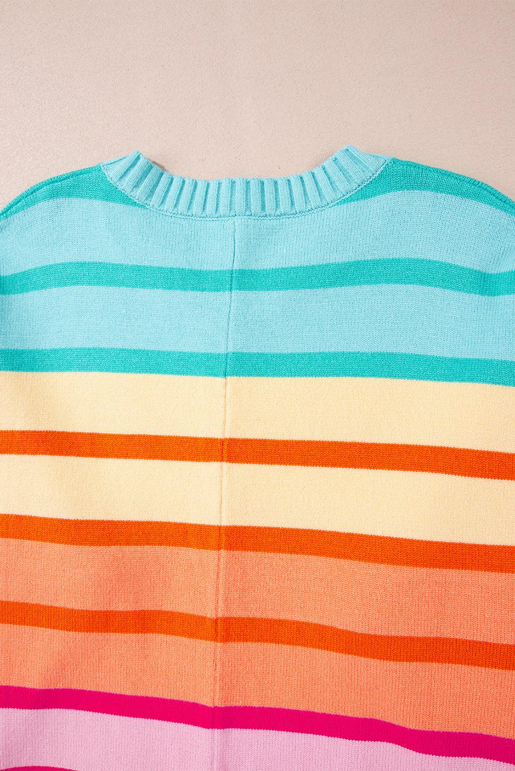 Multicolour Gradient Striped Ribbed Edge Loose Sweater