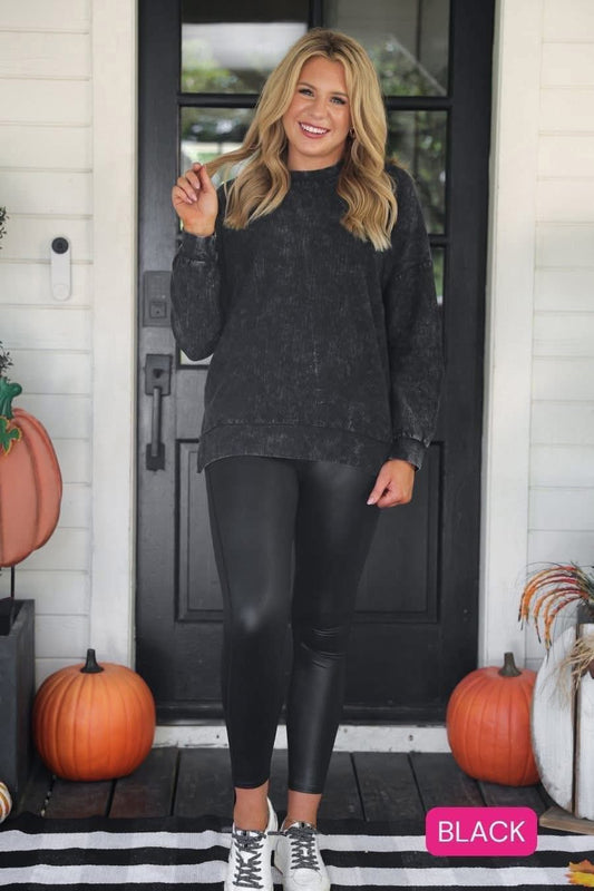 Alexis Corded Vintage Pullover- Black