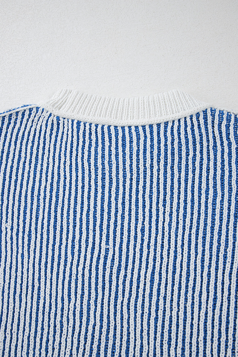 Chestnut Striped Textured Knit Contrast Edge Loose Sweater