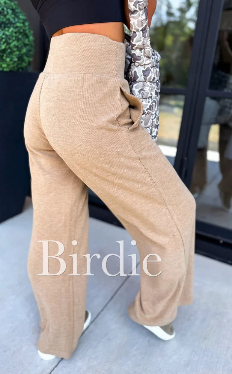 Tummy Control Ribbed Wide Leg Pants