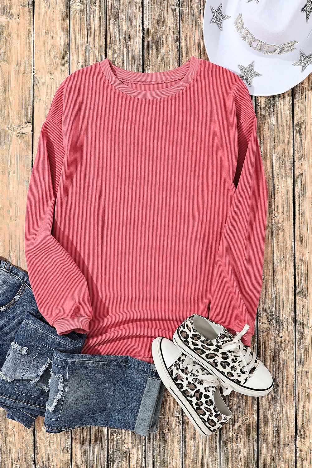 Ribbed Corduroy Oversized Sweatshirt