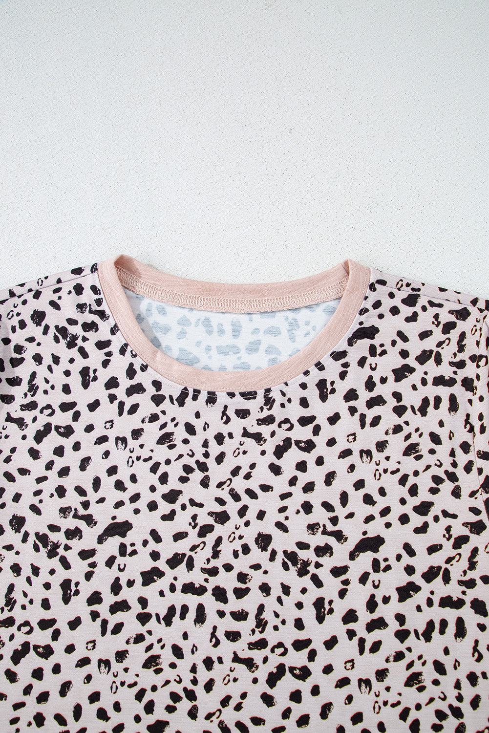 Apricot Animal Spotted Print Round Neck Long Sleeve Top
