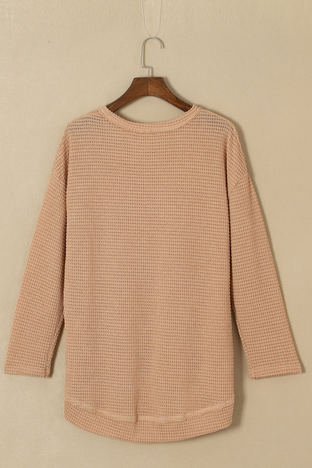 Waffle Knit High Slits Oversized Top