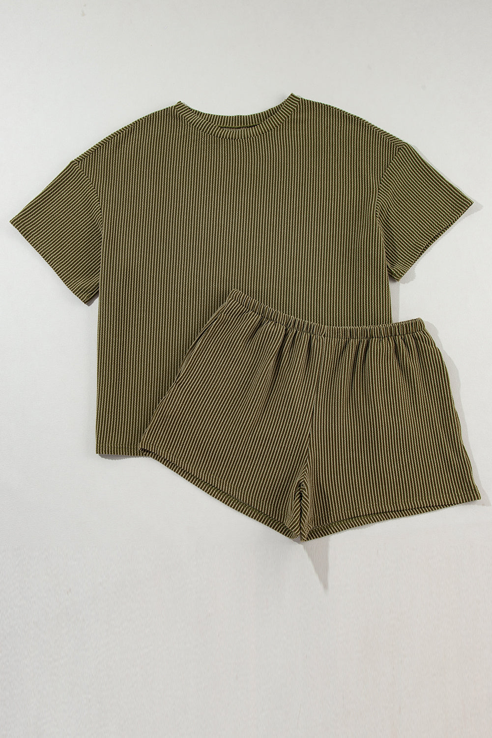 Iceland Blue Ribbed Textured Knit Loose Fit Tee and Shorts Set