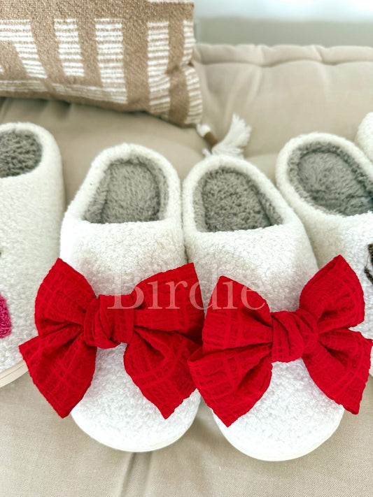 BIRDIE PREORDER Red Bow Ivory Slippers