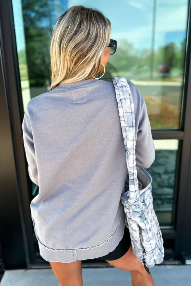 Rounded Hem Crewneck Pullover