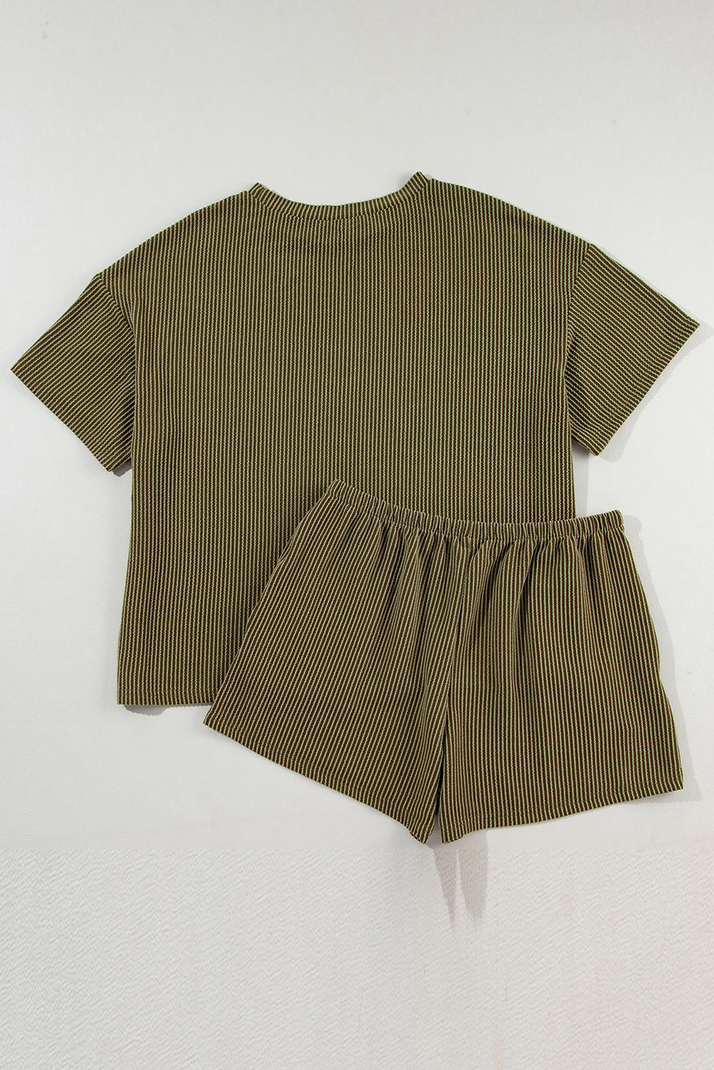 Iceland Blue Ribbed Textured Knit Loose Fit Tee and Shorts Set