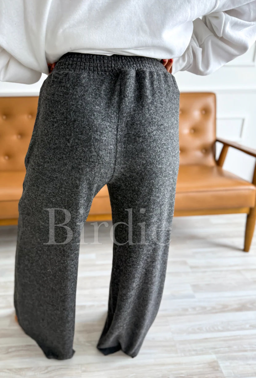 BIRDIE PREORDER Luxe Lounge Wide Leg Pants in Light Gray