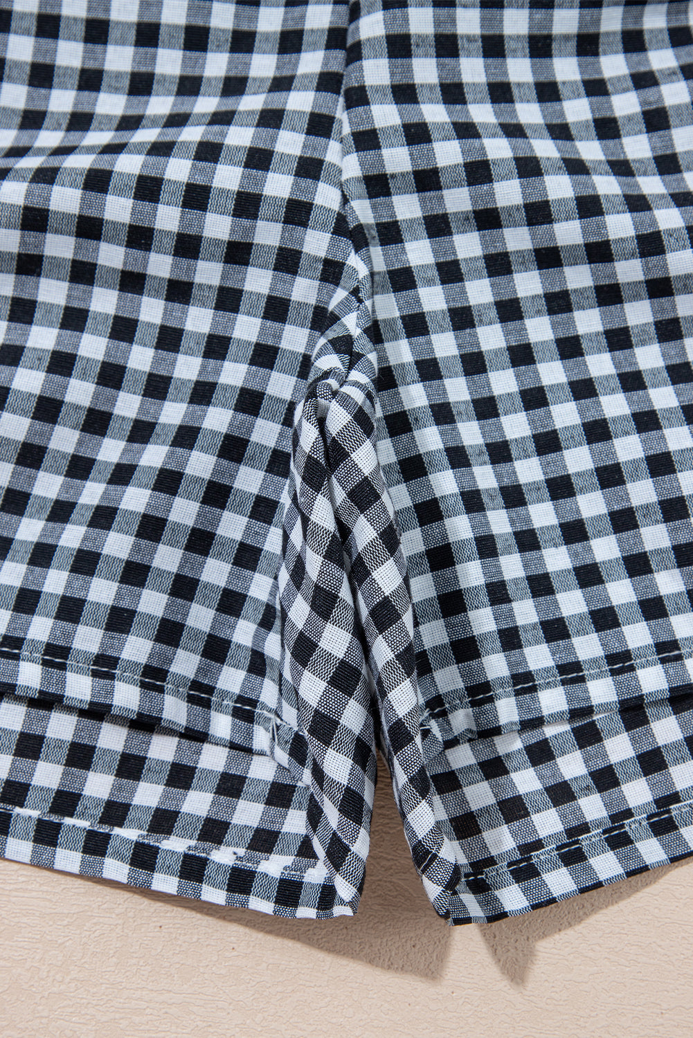 Red Gingham Printed High Waist Shorts