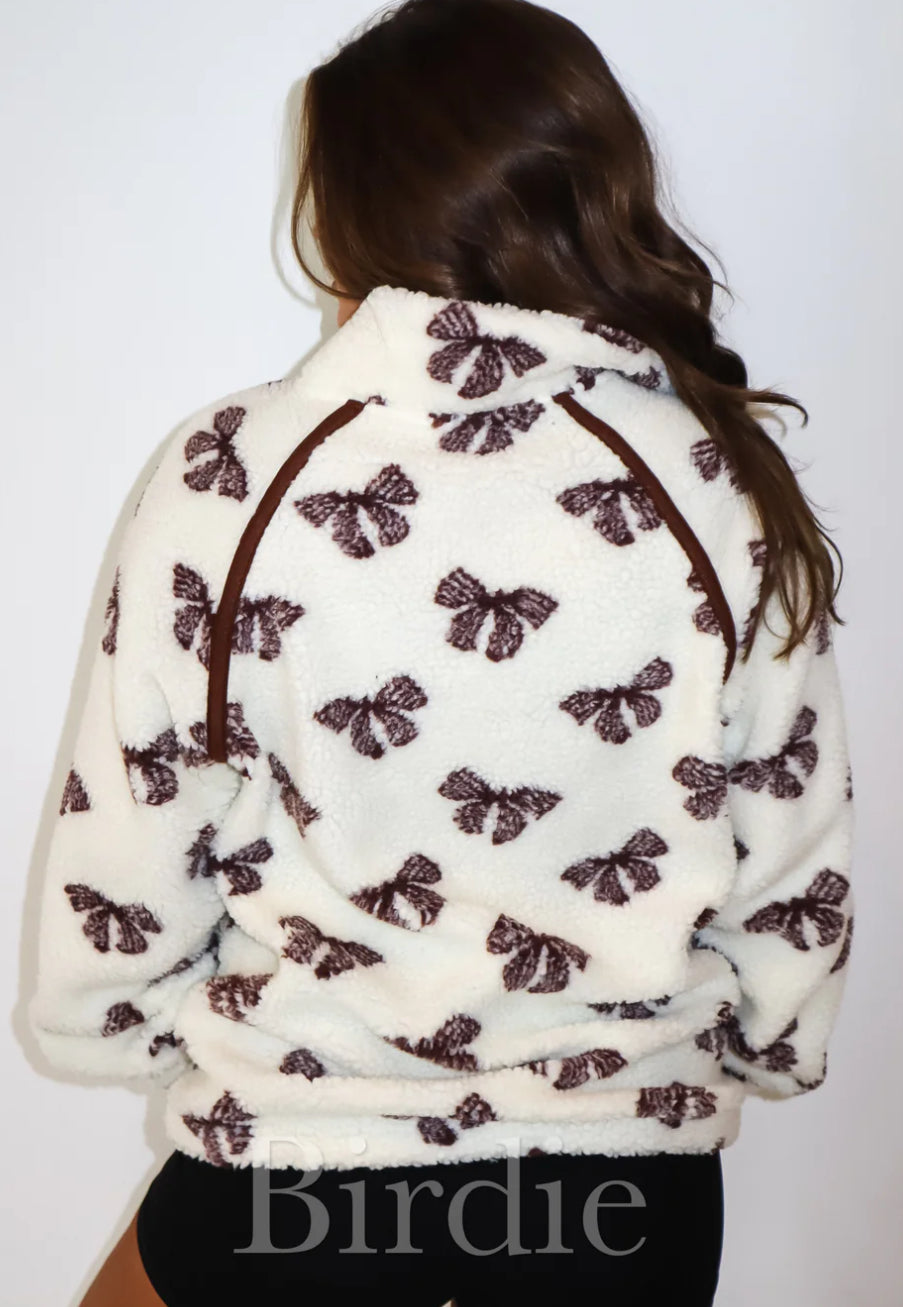 Ivory Sherpa Bow Pullover