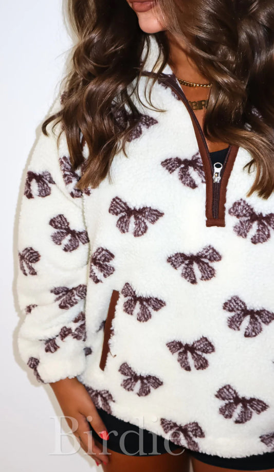 Ivory Sherpa Bow Pullover