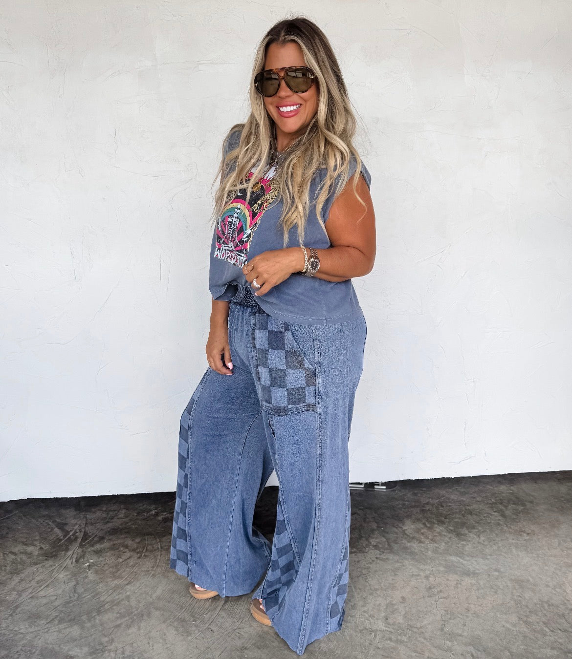 Groove on Checker Flare Pants - Preorder