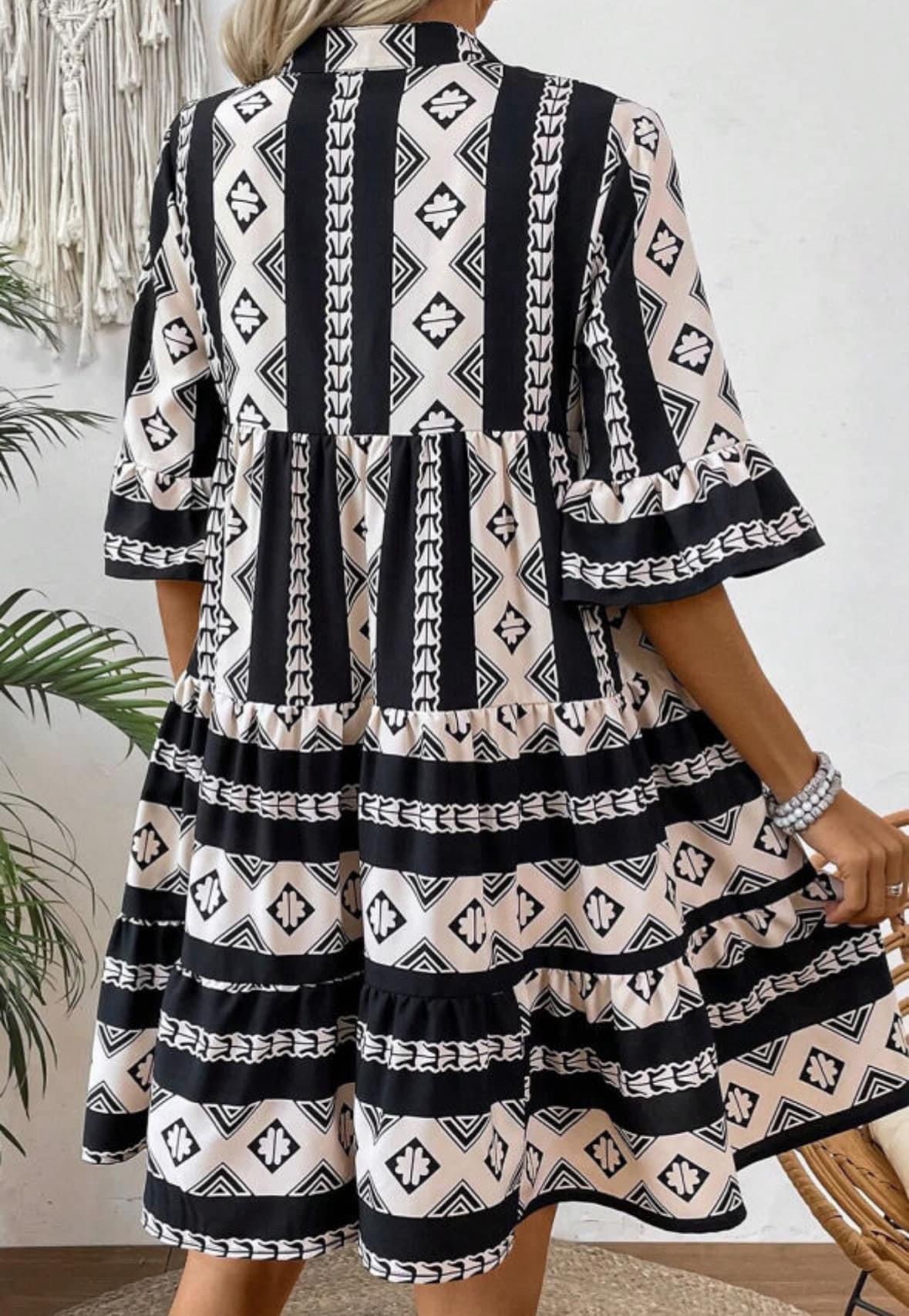 Black and White tribal print dress