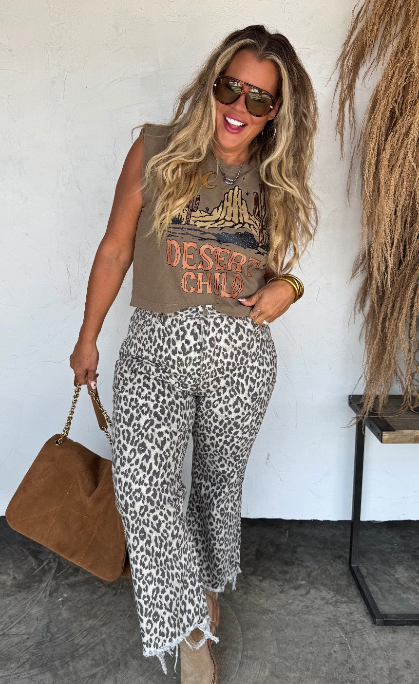 Cheetah Leopard non-distressed jeans Pre Order