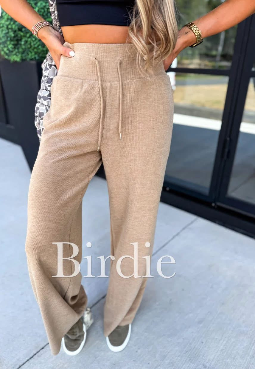 Tummy Control Ribbed Wide Leg Pants