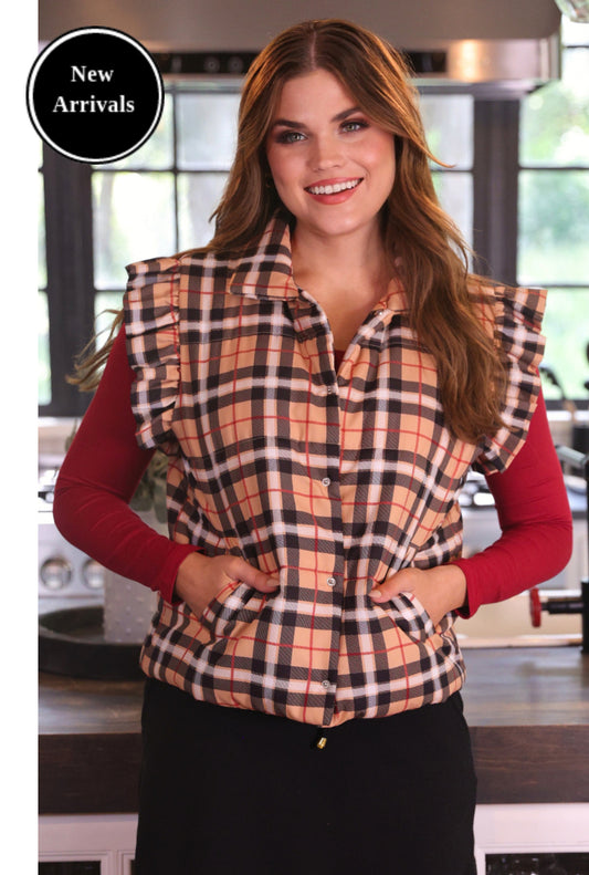 Nora Plaid Puffer Vest