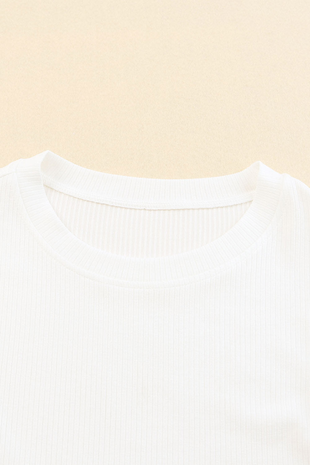 White Dotty Mesh Ruffle Sleeve Ribbed Knit Top
