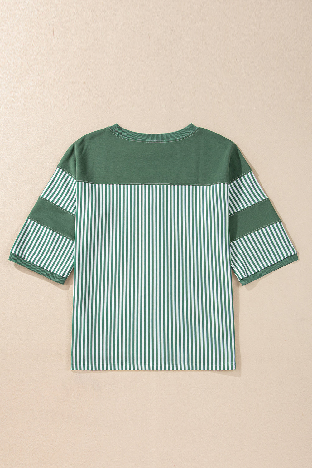 Black White Striped Patchwork 3/4 Sleeve Oversize Top